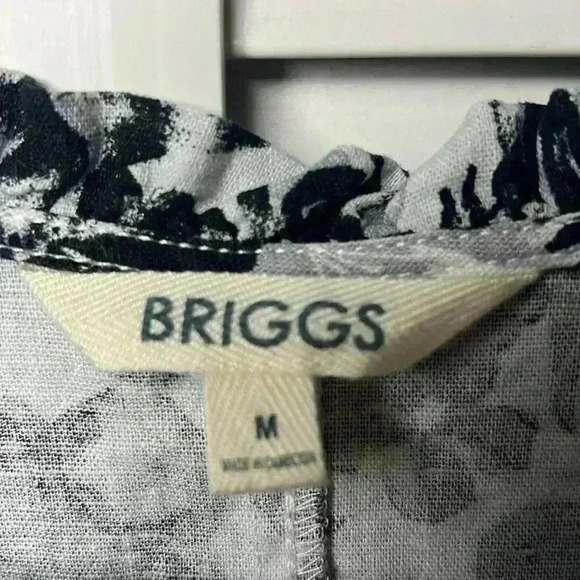 Briggs Linen Blend Floral Sleeveless V-Neck Shift Dress Size M Black & White - Picture 5 of 11